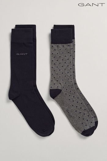 GANT Grey Solid and Dot Socks 2 Pack (U12163) | £16