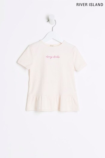 River Island Pink Girls Rib Peplum T-Shirt (U12182) | £7