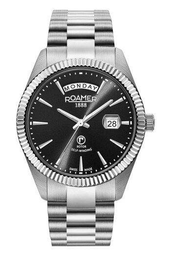 Roamer Gents Silver Tone Primeline Day Date Watch (U12196) | £680