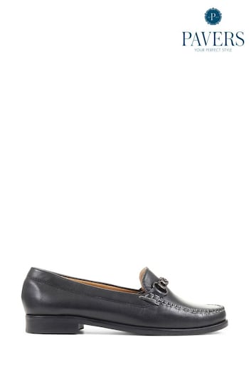 Pavers Black Leather Snaffle Loafers (U12223) | £45