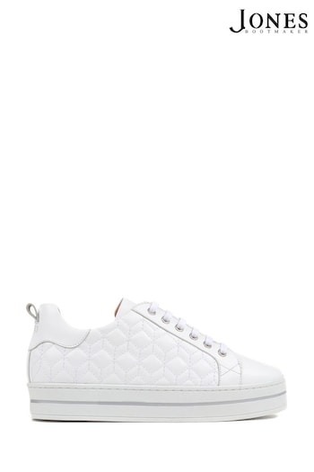Jones Bootmaker Alexandrite Leather Quilted White Trainers (U12224) | £89