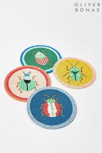 Oliver Bonas Set of 4 Multi Beaded Beetle Coasters (U12233) | £30