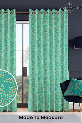 Sara Miller Green Little Leaves Made to Measure Curtains (U12360) | £91