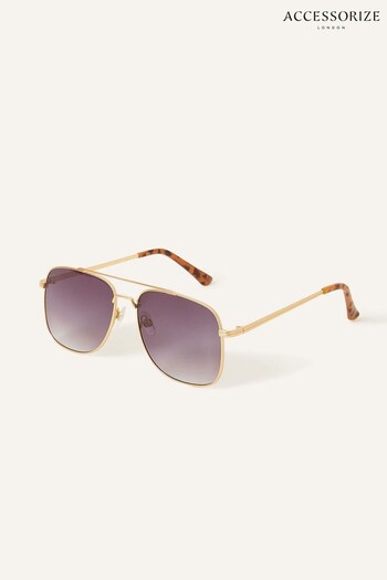 Accessorize Gold Retro Aviator Sunglasses (U12418) | £17