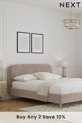 Opulent Velvet Natural Pebble Matson Upholstered Bed Bed Frame (U12467) | £325 - £425