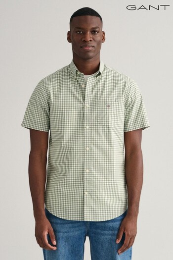 GANT Green Regular Fit Gingham Short Sleeve Shirt (U12515) | £85