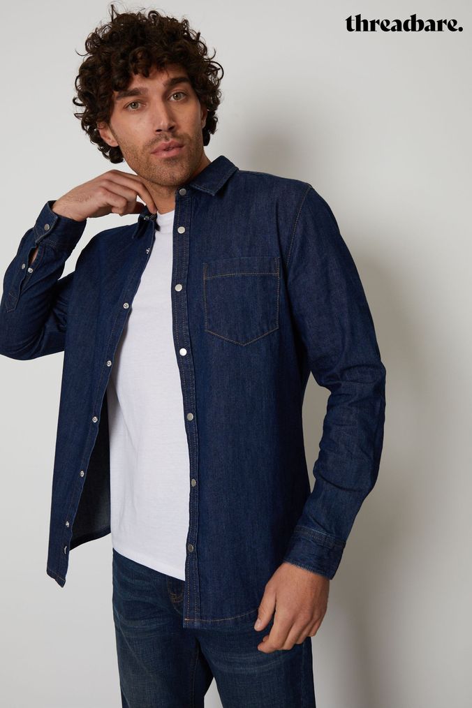 Dark blue discount denim shirts