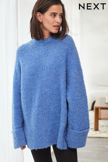 Blue Oversized Roll Neck Jumper (U12532) | £36