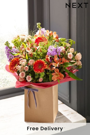 Bright Summer Fresh Flower Bouquet in Gift Bag (U12592) | £35