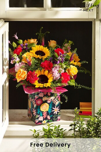 Lucy Tiffney Bright Sunflower Fresh Flower Bouquet in Gift Bag (U12600) | £45