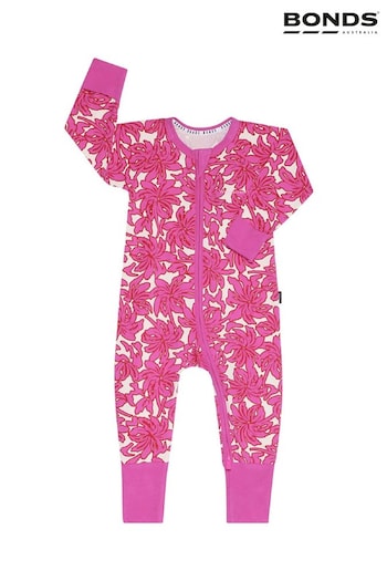 Bonds Pink Floral Print Zip Sleepsuit (U12819) | £22