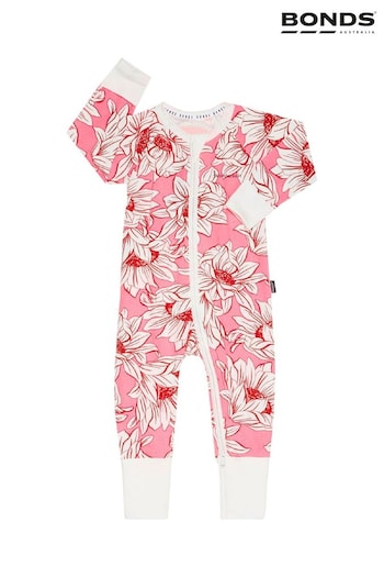 Bonds Pink Sunflower Smile Print Zip Sleepsuit (U12822) | £22