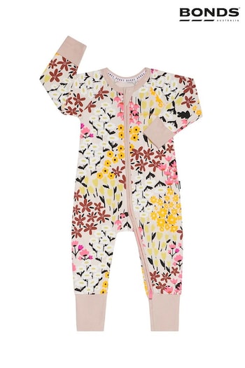 Bonds Pink Multi Floral Print Zip Sleepsuit (U12823) | £22