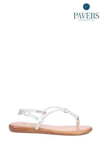 Pavers Silver Casual Toe-Post Sandals (U12946) | £35