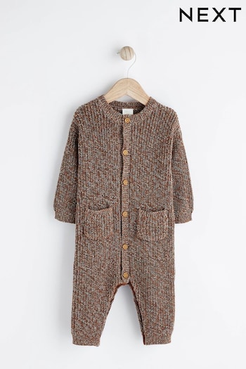 Chocolate Brown Knitted Baby Romper (0mths-2yrs) (U13003) | £20 - £22