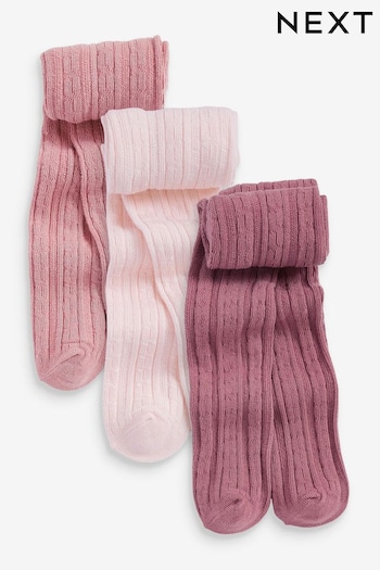 Pink/Cream 3 Pack Cable Baby Tights (0mths-2yrs) (U13101) | £12