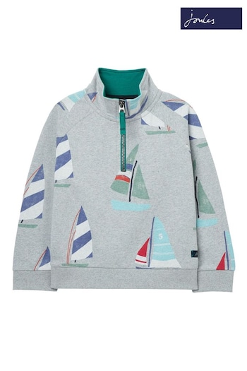 Joules Grey Finn Printed Half-Zip Sweatshirt (U13371) | £27 - £30