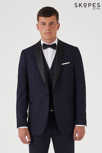 Skopes Newman Navy Blue Check Tailored Fit Suit Jacket (U13549) | £110