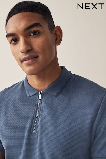 Blue Textured Polo Shirt (U13551) | £24