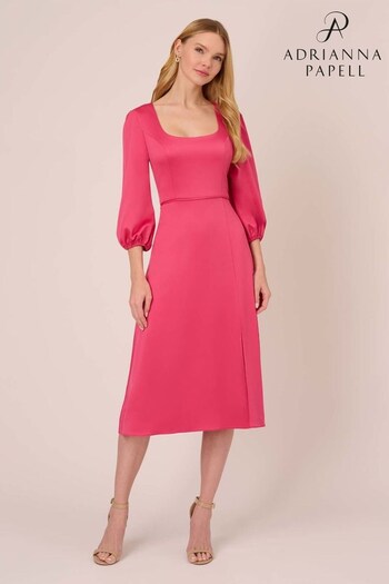 Adrianna Papell Pink Satin Crepe Cutout Back Dress (U13624) | £169