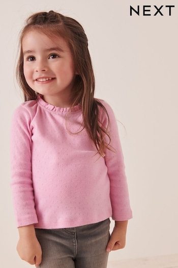 Pink Brushed Pointelle Top (3mths-7yrs) (U13750) | £6 - £8