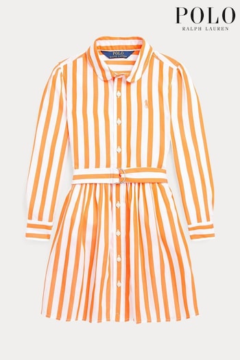 Polo Ralph Lauren Girls Orange Shirt Dress (U13897) | £115 - £125
