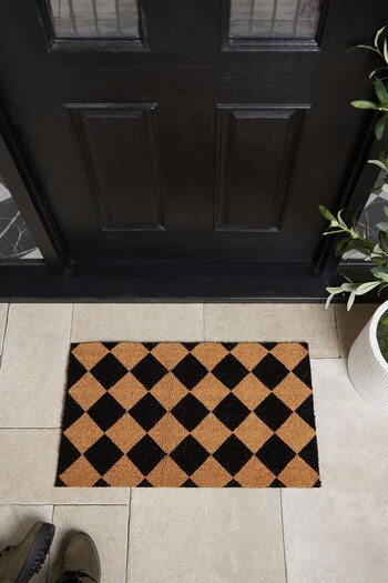 Black Checker Board Doormat (U13942) | £14