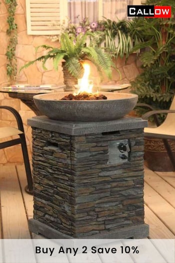 Callow Grey Garden Premium Slate Effect Gas Fire Pit And Fire Bowl (U14091) | £375
