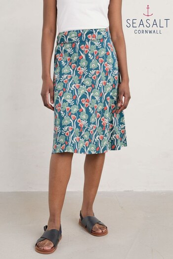 Seasalt Cornwall Blue Jessica Grace A-line Jersey Skirt (U14444) | £43