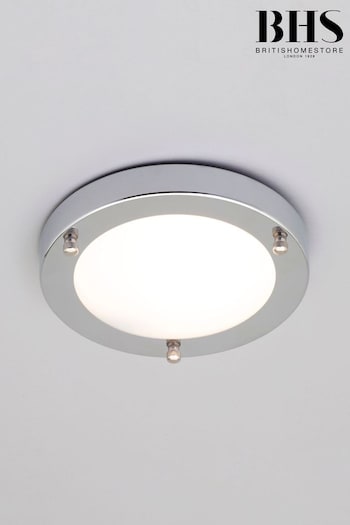 BHS Silver Delphi Small Flush Bathroom Ceiling Light (U14653) | £18