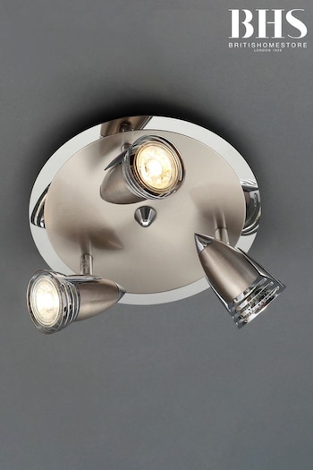 BHS Silver Elara 3 Light Spotlight (U14711) | £40
