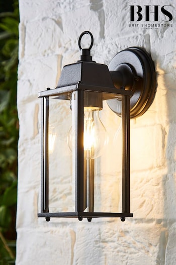 BHS Black Ceres Bevelled Glass Outdoor Lantern Wall Light (U14725) | £20