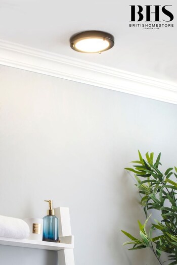 BHS Black Delphi Small LED Flush Bathroom Ceiling Light (U14730) | £30