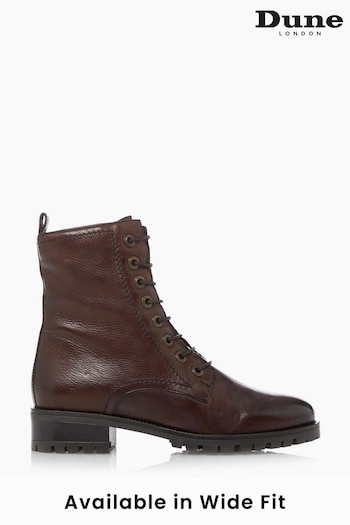 Dune London Brown Wide Fit Prestone Cleated Hiker Boots (U14803) | £145