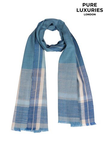 Pure Luxuries London Blue Earth Cashmere & Merino Wool Scarf (U15404) | £69
