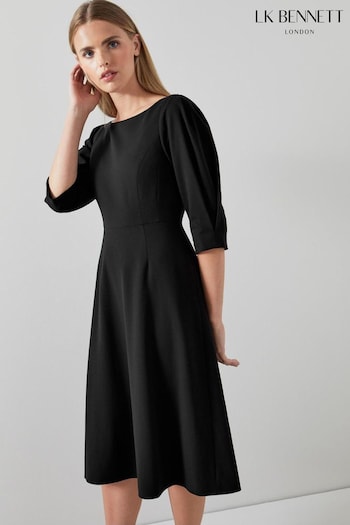 LK Bennett Black Lemoni Crepe Fit And Flare Dress (U15806) | £279