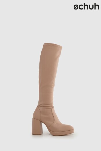 Schuh Della Nude Stretch Platform Knee Boots (U15810) | £65