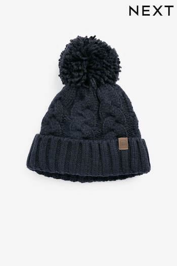 Navy Blue Knitted Pom Hat (1-16yrs) (U15832) | £6 - £10