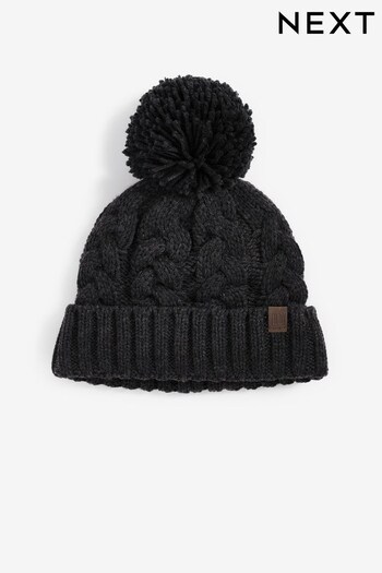 Dark Grey Knitted Pom Hat (1-16yrs) (U15833) | £6 - £10