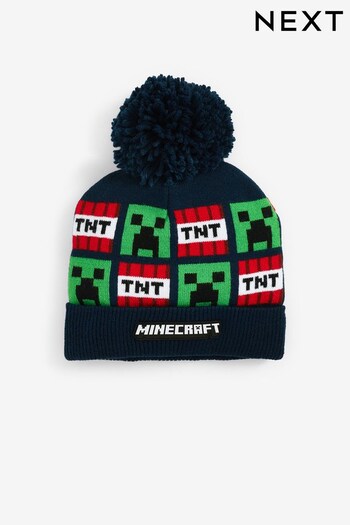 Minecraft Navy Blue License Knitted Pom Hat (1-16yrs) (U15838) | £11 - £14