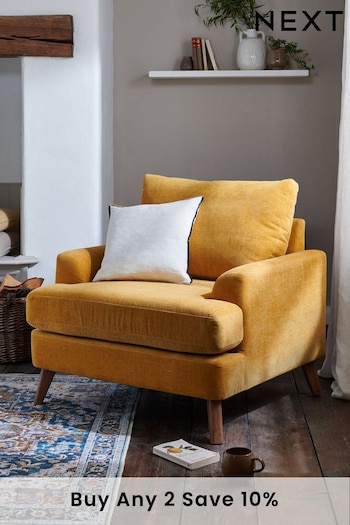 Fine Chenille Ochre Yellow Parker Armchair (U16140) | £450