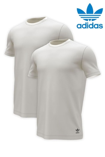 adidas shadow Originals White Comfort Flex Cotton 2 Pack Crew Neck T-Shirts (U16228) | £28