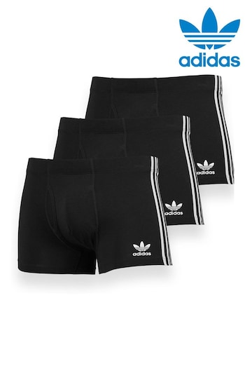 adidas Black Cotton Flex 3 Stripe Black Boxers 3 Pack (U16230) | £30