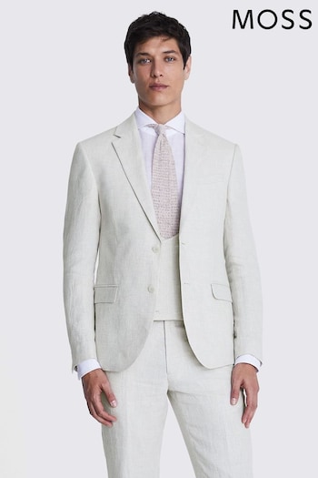 MOSS Natural Slim Fit Puppytooth Linen Suit Jacket (U16347) | £149