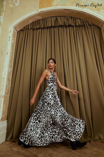 Phase Eight Natural Multi Chelsie Leopard Print Midaxi Dress (U17214) | £159