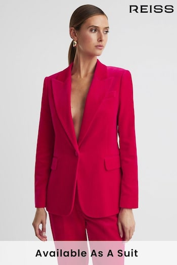 Reiss Pink Rosa Velvet Single Breasted Suit Blazer (U17789) | £328