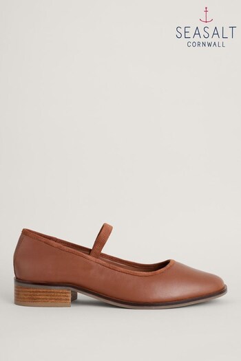 Seasalt Cornwall Brown Rye Grass Mary Jane Shoes (U18465) | £80