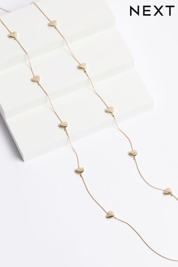 Gold Tone Heart Long Rope Necklace (U18754) | £10