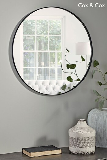 Cox & Cox Black Slim Frame Round Medium Mirror (U18951) | £175