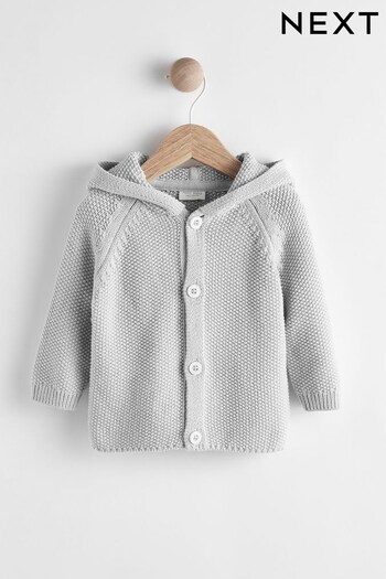 Light Grey Knitted Baby Bear Cardigan (0mths-3yrs) (U18958) | £12 - £14